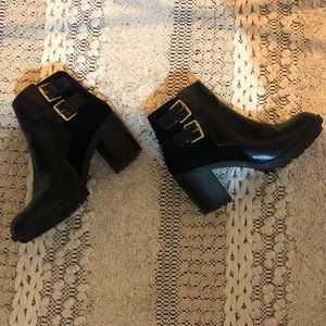 ZARA Black boots with gold buckles